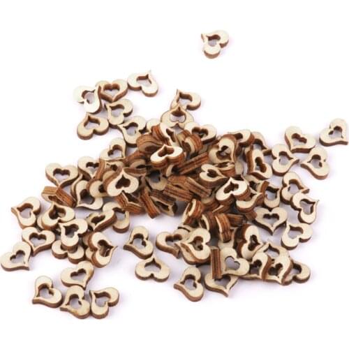 100pcs 3mm Decorative Wooden Blank Hollow Heart Embellishments DIY Crafts 10mm Wedding Home Living Room Party Decoration Gift