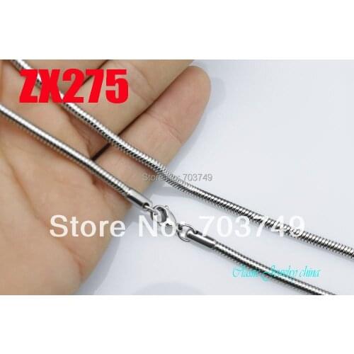 16"-38" 316L stainless steel necklace 3.2mm round snake chain fashion mens women jewelry chains 20pcs ZX275