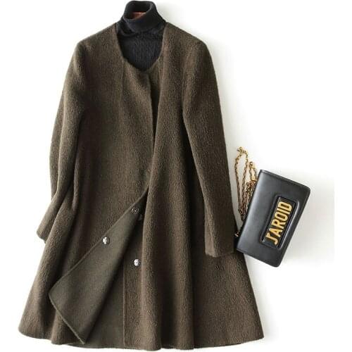 2020 Double Sided Coat of Womens Cashmere Alpaca Wool Coats Women Winter Jacket Loose manteau femme 37049 WYQ1177