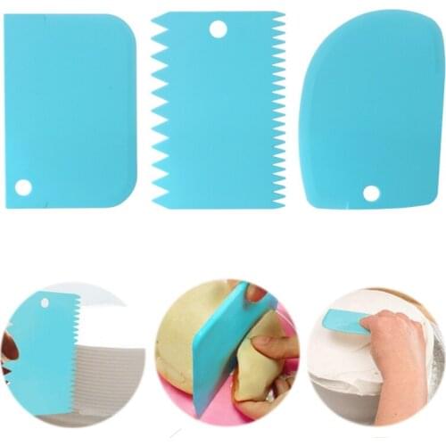 3PCS/Lot Dough Cake Cutter Slicer Spatula for Cake Cream Scraper Pasty Cutters Scraper Irregular Teeth Edge DIY Smoother