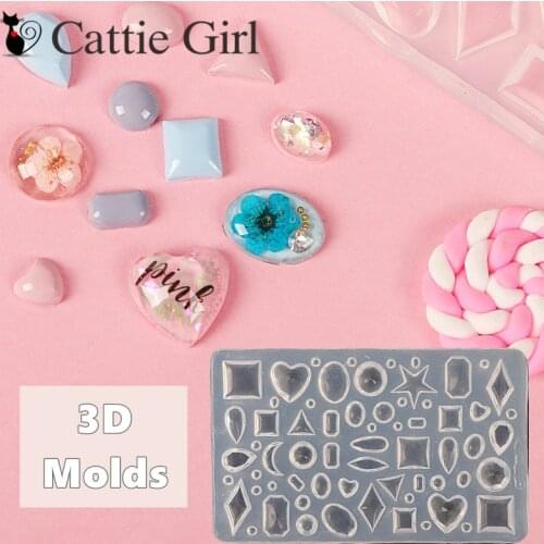 3D Acrylic Diamond Jewelry Mold for Nail Art Decorations Geometric Silicone Nail Art Templates Nails Art DIY Cake Patterns
