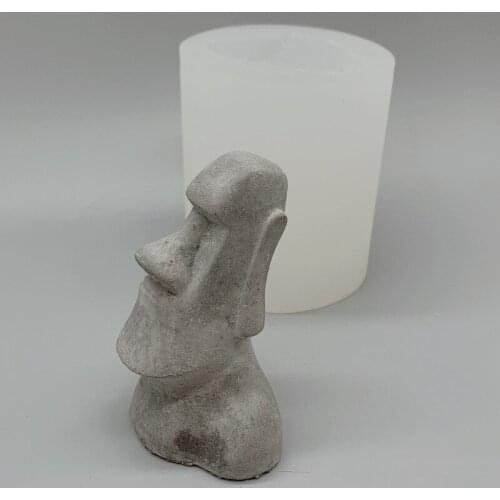 3d Canle Mold Home Decor Easter Island Stone Statue Scented Candle Silicone Mold Cement Plaster Mold Candle Making Supplies