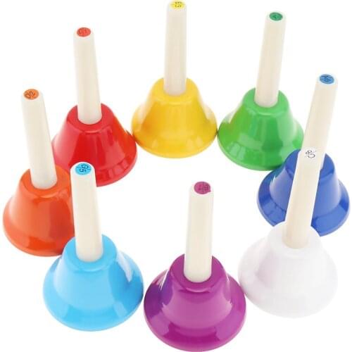 8pcs Colorful Musical Instrment Hand Bell 8-Note Musical Toy for Children Baby Early Education Musical Toy Percussion Instrument