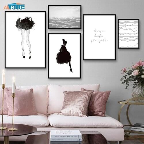 Watercolor Abstract Lines Girl Canvas Art Print Painting Wall Art Black And White Wall Picture For Living Room Nordic Decoration