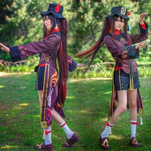 Anime Game Genshin Impact Cosplay Clothes Hu Tao Women Costume Halloween Dress Set