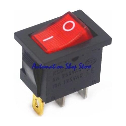 5pcs KCD1 Red LED Lighted Button On-Off 3Pin SPST Car Latching Rocker Switch 6A/10A 250V/125VAC