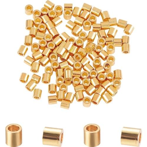 500pcs 2x2mm 304 Stainless Steel Spacer Beads Finding Beads Column Golden Color for DIY Jewelry Making Hole: 1mm