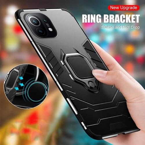 Luxury Buckle Ring Phone Case For Xiaomi Mi 11 Lite Car Bracket Anti-fall Protection Cover For Xaomi Xiami Mi11 Ultra Pro Coque