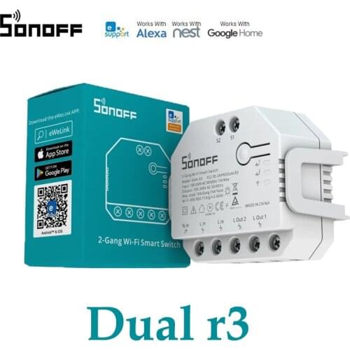 1-10 SONOFF DUALR3 Dual Relay Module Wifi DIY MINI Switch Two Way Power Metering Smart Home 2 Gang/ Way Switch Support Ewelink