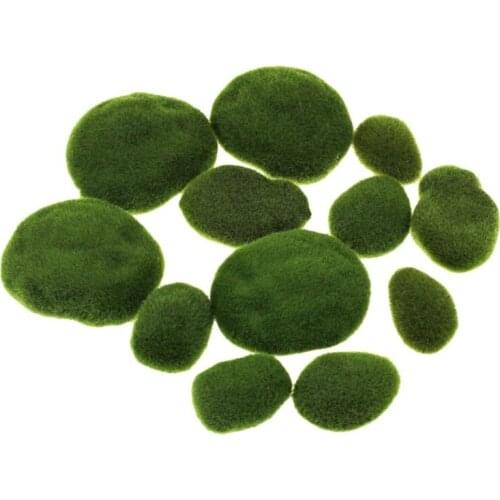 12 Pieces Assorted Sized Artificial Moss Rocks Decorative Faux Stones for Floral Arrangements, Fairy Gardens, Terrariums