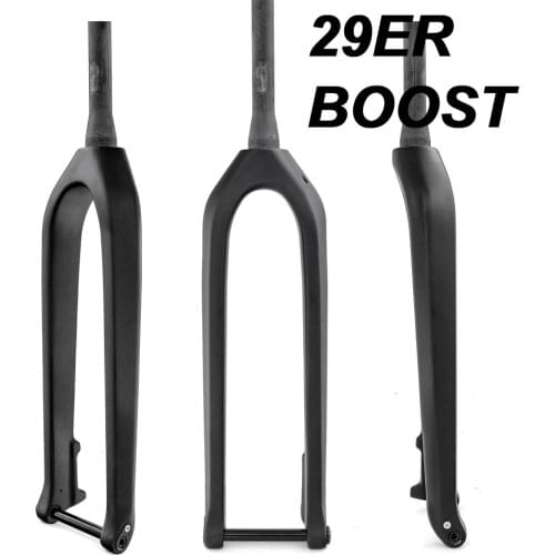 Boost MTB Carbon Fork 29er 110*15mm Downhill Fork Mountain Bike Carbon Rigid Fork 1-1/8"-1-1/2" Tapered Max Tire 3.0