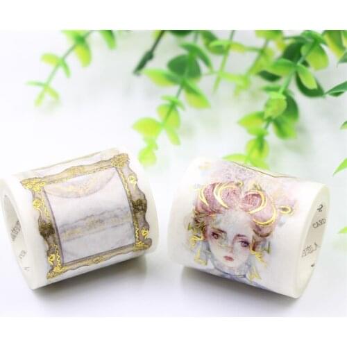 KSCRAFT 40mm*5m Adhesive Tape for Scrapbooking DIY Craft Sticky Deco Masking Japanese Paper Washi Tape Retro Gold Foil