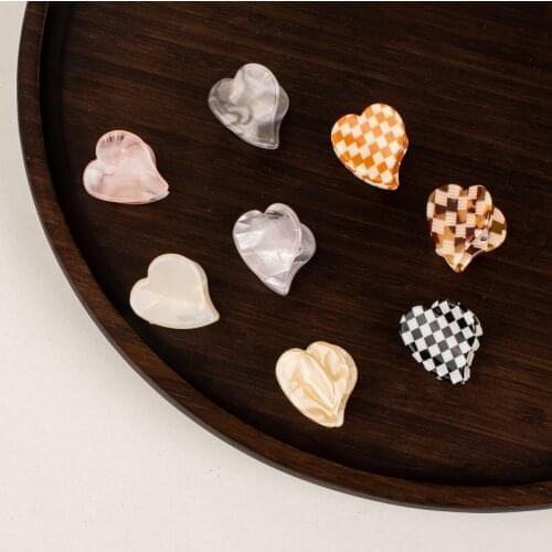 Korea Mini Grid Acetate Hair Claws Small Heart Barrette Geometric Hairpins Hair Crab Clip Hair Styling Accessories