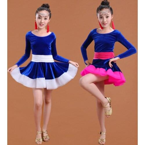 Children Latin Dance Costume Salsa Tango Rumba Dance Autumn and Winter Ballroom Dance Wear Cha Cha Costume for Stage Dance Wear