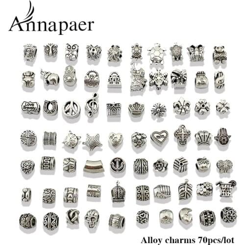 Creative Designs Mix Style Love Heart Alloy Bead DIY European Big Hole Beads Fits Charm Pandora Bracelets Necklaces Pendants
