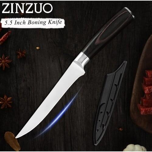 ZINZUO 5.5 Inch Boning Knife 7Cr17 Stainless Steel Kitchen Knife Top Quality Color Wood Handle Knife with Free Gift Knife Cover