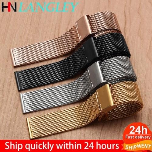 Milanese Strap Watch Band General 18mm 20mm 22mm 24mm Wristband 1.0 Fine Mesh Stainless Steel Watchbands Strap Bracelet Belt