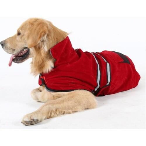 Fashion PU Pet Dog Raincoat Reflective Waterproof Snow Proof Dog Raincoat for Medium and Big Dog Pet Clothing with 5 Color