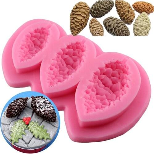 Mujiang 3D Pine Cones Cupcake Decorating Tools Fondant Jelly Chocolate Candy Clay Molds Cake Baking Silicone Mould