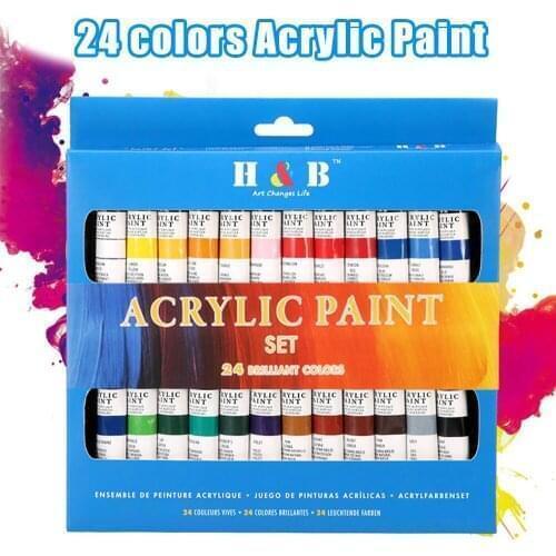 Acrylic Painting Set 37PCS Supplies with 24 Paint Tubes 12 Paintbrushes 1 Palette-Good Blending Pigments Drawing Paint Set