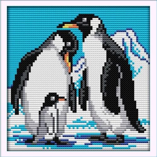 A penguin family Counted Cross Stitch 11CT 14CT Cross Stitch Sets DIY Cross Stitch Kits for Embroidery Home Decor Needlework