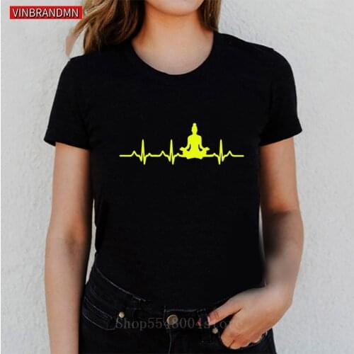 Namaste Heartbeat OM Hindustan Mandala Meditation Buddhist T Shirt Lotus Print Pure Cotton Crewneck Women Tops Tee Summer Autumn