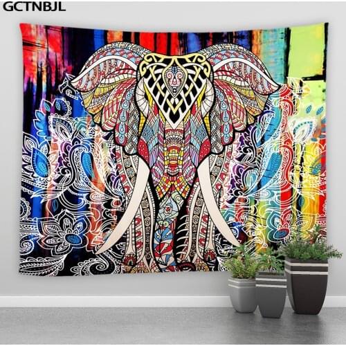 Bohemia Elephant Wall Hanging Tapestry Indian Cartoon Animals Mandala Tapestries For Bedroom Living Room Dorm Hippie Home Decor