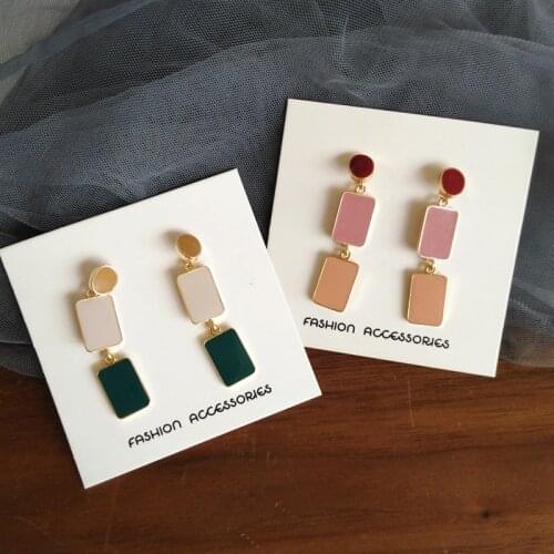 Irregular Square Drop Earrings for Women Korean Fashion Girls Dangle Earrings Multi-colored Oil Trendy Ladies Ear Accessories