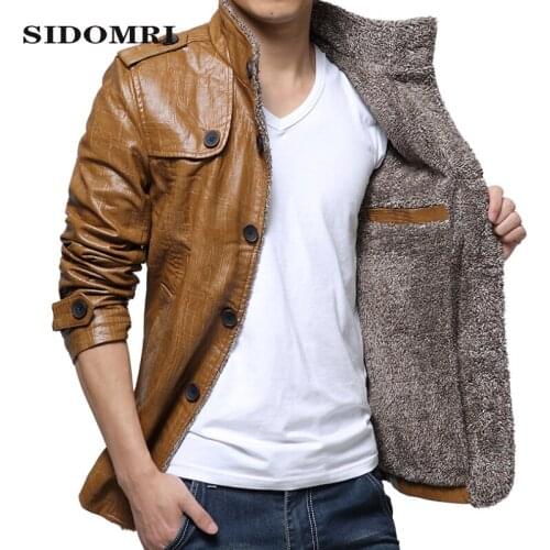 New Fashion Winter Thick Warm Fleece PU Leather Jacket Men Motorcycle Windbreaker Suede Leather Coat Plus Size HIGH QUALITY