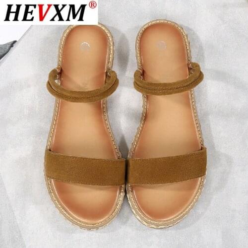 HEVXM 2021 new Summer Women Sandals OpenToe Flip Flops Womens Sandles Thick Heel Women Shoes Fashion Gladiator Shoes Flat