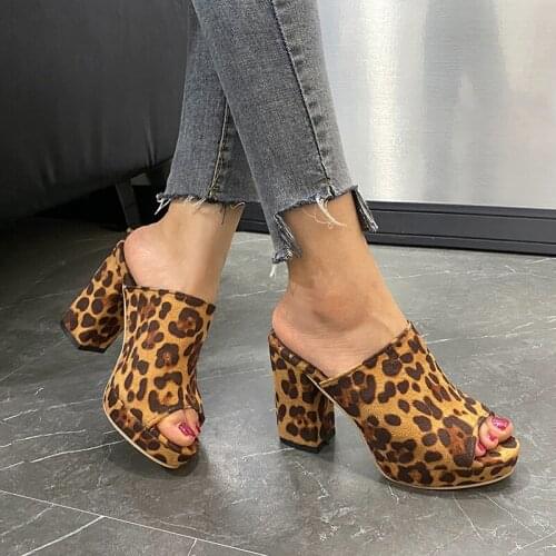 New Ladies Sandals Slippers Summer Open Toe Sandals Suede High Heel Sandals Fashion High Heels Womens Shoes High Heel Slippers