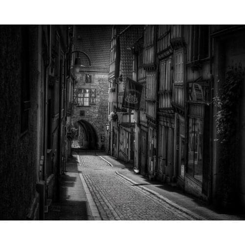 Custom wallpaper Stone arch alley night background wall