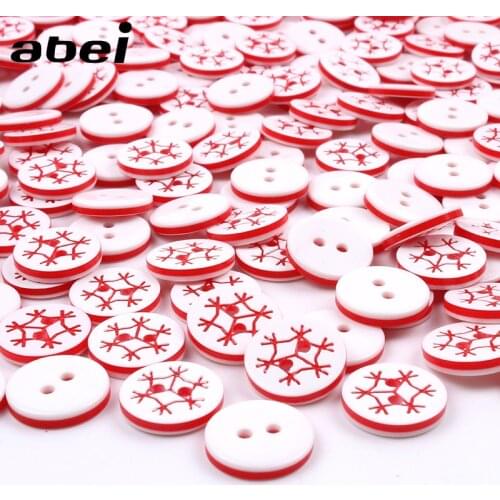 13mm 100pcs Round 2-Holes Resin Buttons Plastic Snowflake Flatback button DIY Handmade Garment Accessories Sewing Tools Supplier