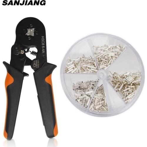 Self-Adjustable Crimping Plier + Crimping Terminals Sets AWG25-7 Wire Cable Tube Terminals Crimping Pliers Multi Hand Tools