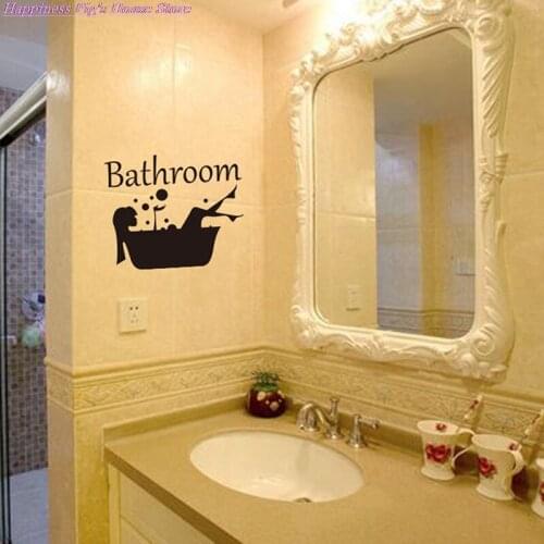 Bathroom Removable Wall Sticker Letter Art Vinyl Mural Home Room Toilet Door Vinyl Decal Transfer Vintage Decoration Quote Art