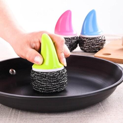 Kitchen Clean Brush Shark Handle Wire Ball Brush Wash Pot Clean Brush Pot Wire Ball Cleaning Brush