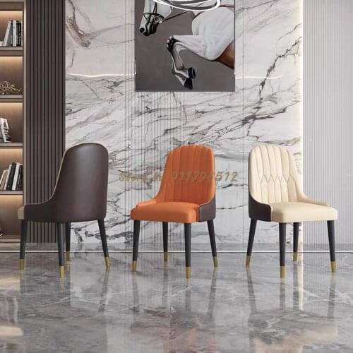 Nordic light luxury modern minimalist backrest dining table chair household solid wood stool makeup desk chair net red leather