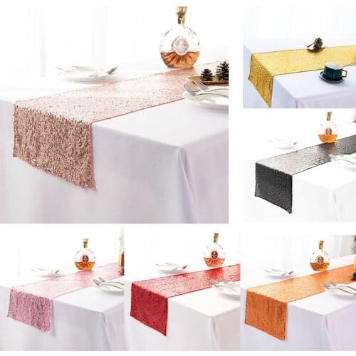 Table Runners Sequin Shiny Table Cover Solid For Wedding Christmas Birthday Luxury Party Dinner Coffee Table Home Decor 30*275cm