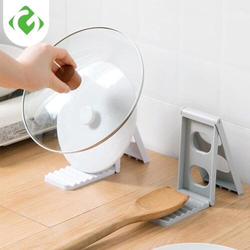 Foldable Kitchen Desktop Pot Lid Holder Multi-function Cutting Board Spoon Pan Cover Drain Drying Rack Cooker Stand GUANYAO