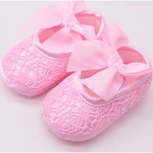 Princess Shoes Soft Bottom Newborn Baby Shoes Spring and Autumn Toddler Shoes Christening Wedding Bow Non-slip Girls Shoes 0-1Y