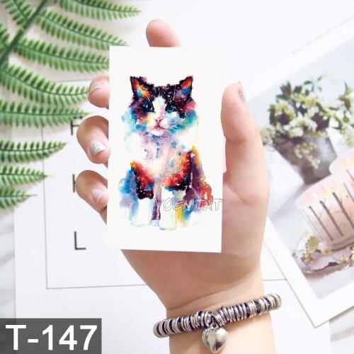 Planet Cat Temporary Tattoo Sticker for Women Men Kid Fashion Body Art Adults Waterproof Hand Fake Tatoo 10.5X6cm