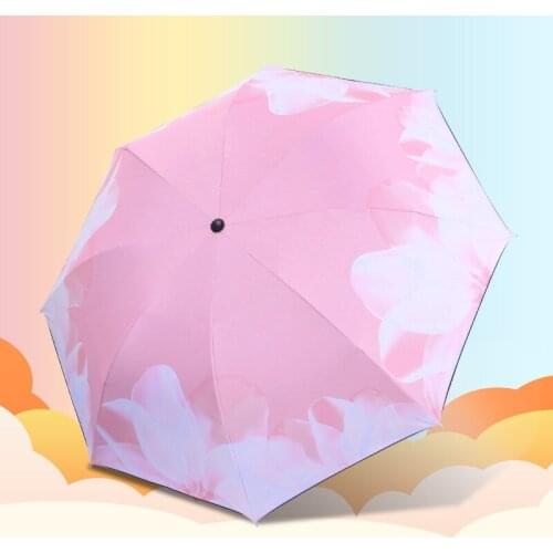 Xue Ji creative black plastic anti-UV female sun protection tri-fold can be customized advertising umbrella