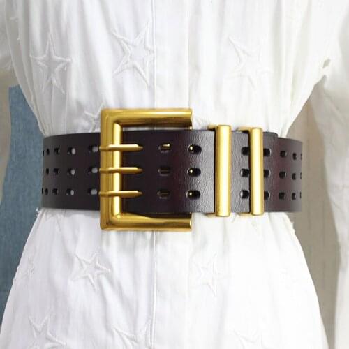 Coat belt womens decorative woolen accessories versatile corset waist seal large buckle square buckle Black Leather wide belt