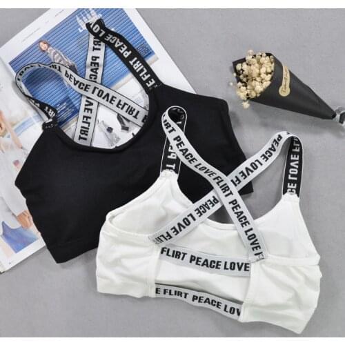 Women Sport Bra Fitness Top Letters Yoga Bra For Cup A-D Black White Running Yoga Gym Fitness Crop Top Women Push Up Sports Bras