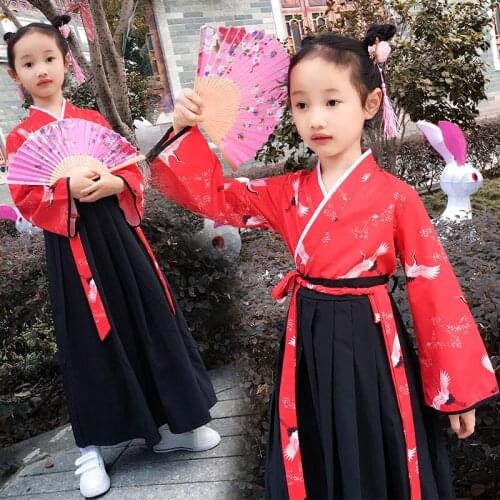 2021 Vestidos Mujer Dance Costume Hanfu Children Chinese National Performance Clothing Ancient Han Dynasty Cosplay Clothes3-13y