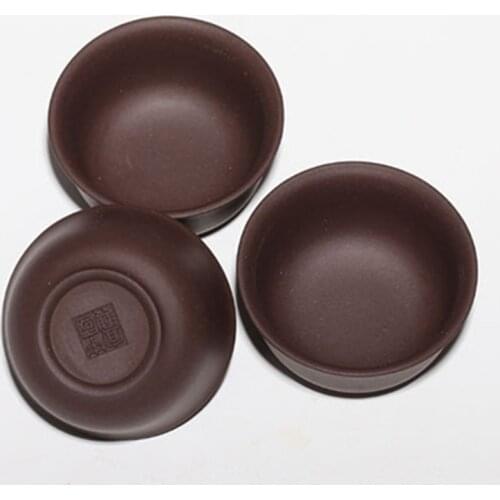 3pcs. 40cc tea cup Upscale authentic yixing zisha handmade cup of tea hand carved cup real yixing zisha purple clay tea cups