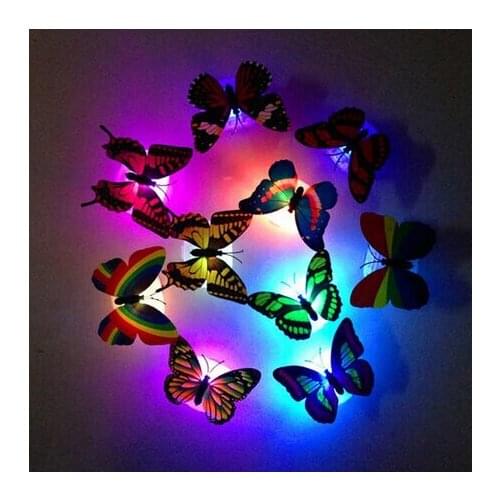 300PCS Free EMS New Style Novely Color Toy Flashing ABS LED Butterfly
