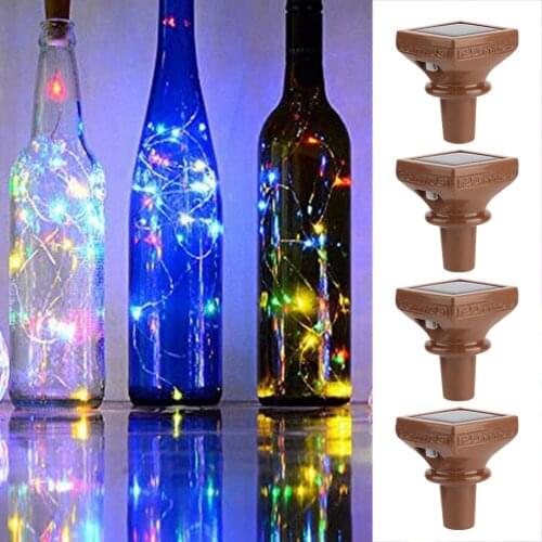 4PCS/Set Bottle Lights Cork Shape For 2M 20 LED Wine Bottle String Party Cork Shaped Silver Wire Starry String Atmosphere Light