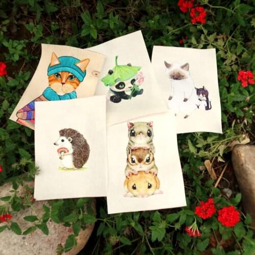 New 15*20CM-5pcs Cute panda Print Hand Dyed Cotton Linen Fabric Sewing DIY Patchwork Hand Embroidery Quilting Bags