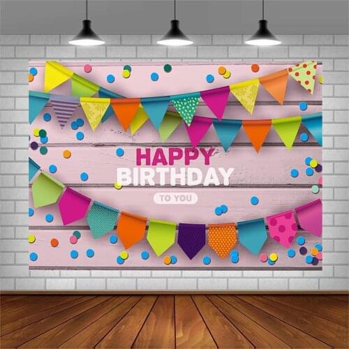 AvezanoPhotography Background Birthday Party Banner Decor Pink Retro Wooden Wall Child Portrait Backdrops for Photo Studio Props